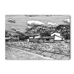 Obraz na płótnie Niski wiejski dom - szkic