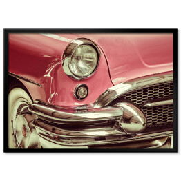 Plakat w ramie Retro różowy klasyczny samochód