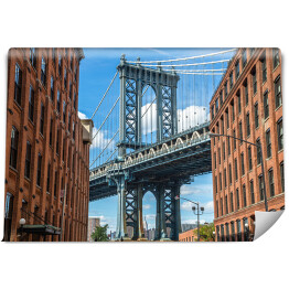 Fototapeta winylowa zmywalna Stare budynki na Brooklynie w tle z Manhattan Bridge 