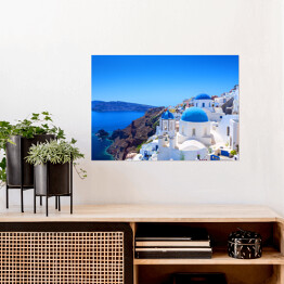 Plakat samoprzylepny Wioska Oia w Santorini - charakterystyczny grecki krajobraz