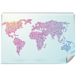 Fototapeta samoprzylepna Mapa świata złożona z małych kolorowych kwadratów