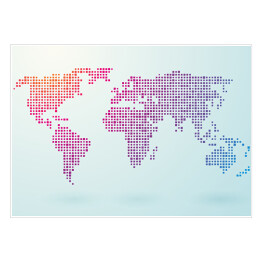 Plakat samoprzylepny Mapa świata złożona z małych kolorowych kwadratów