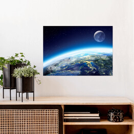 Plakat Widok z kosmosu Ziemi i Księżyca