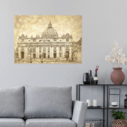 Plakat Katedra Świętego Piotra w Rzymie - rysunek