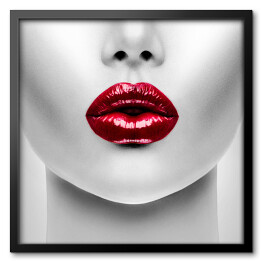 Obraz w ramie Czerwone usta - portret kobiety