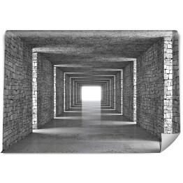 Fototapeta Murowany długi korytarz 3D