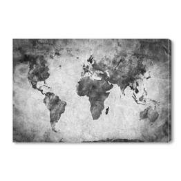 Obraz na płótnie Mapa świata - akwarela w odcieniach szarości