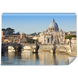Fototapeta Most, bazylika i rzeka Tiber w Rzymie
