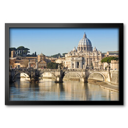 Obraz w ramie Most, bazylika i rzeka Tiber w Rzymie