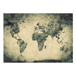Plakat samoprzylepny Mapa świata - akwarela na beżowym tle