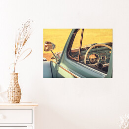 Plakat samoprzylepny Wnętrze samochodu w stylu retro