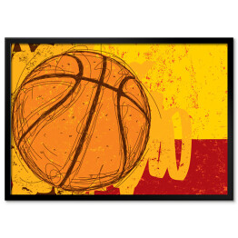 Plakat w ramie Ilustracja w ciepłych barwach - piłka do koszykówki
