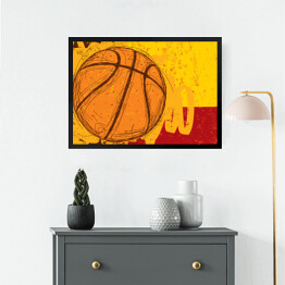 Obraz w ramie Ilustracja w ciepłych barwach - piłka do koszykówki