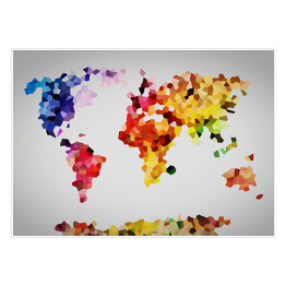 Plakat Kolorowa mapa świata utworzona z wielokątów