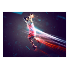Plakat samoprzylepny Energiczny koszykarz