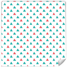 Tapeta winylowa zmywalna w rolce Geometryczny wzór - niebieskie i różowe trójkąty na białym tle