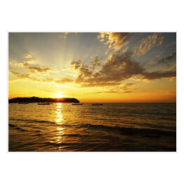 Plakat Piękny zachód słońca na plaży Gapali