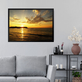 Obraz w ramie Piękny zachód słońca na plaży Gapali