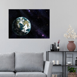 Plakat samoprzylepny Planeta na tle gwiaździstego nieba