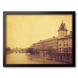 Obraz w ramie Wonton w pobliżu Pont Neuf w stylu retro w Paryżu we Francja 