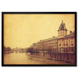 Plakat w ramie Wonton w pobliżu Pont Neuf w stylu retro w Paryżu we Francja 
