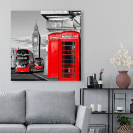 Obraz na płótnie Londyn z czerwonymi autobusami przy Big Benie w Anglii, UK