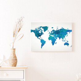 Obraz na płótnie Niebieskia mapa świata na jasnym tle