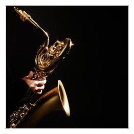 Plakat samoprzylepny Instrumenty muzyczne jazzowe na czarnym tle