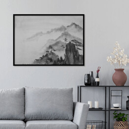 Plakat w ramie Rysunek gór i chmur w Chinach