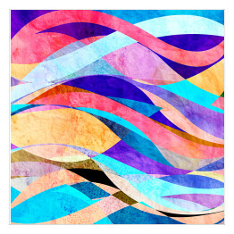 Plakat samoprzylepny Abstrakcyjne kolorowe fale - kolorowa ilustracja