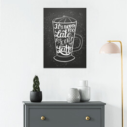 Plakat samoprzylepny Minimalistyczna biało czarna typografia - latte
