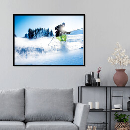 Plakat w ramie Człowiek zjeżdżający na nartach 