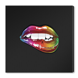 Obraz na płótnie Usta w neonowych kolorach na czarnym tle