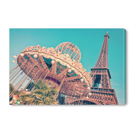 Obraz na płótnie Karuzela i Wieża Eiffla, Paryż, Francja