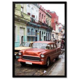 Plakat w ramie Ulica w deszczowy dzień, Hawana, Kuba