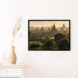 Obraz w ramie Bagan przy zmierzchem, Myanmar