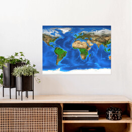Plakat Realistyczna mapa świata