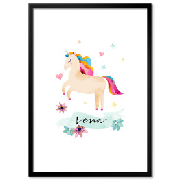 Plakat w ramie Lena - ilustracja z jednorożcem