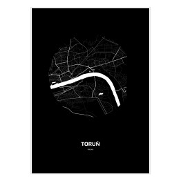 Plakat Mapa Torunia w kole czarno-biała