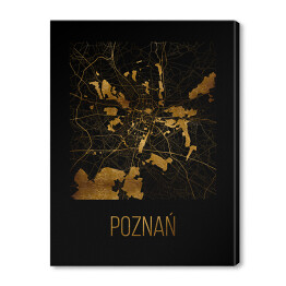 Obraz na płótnie Czarno złota mapa - Poznań