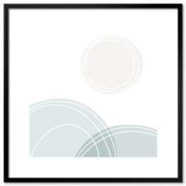 Plakat w ramie Horyzont i słońce - pastelowa abstrakcja