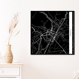 Plakat w ramie Mapa miast świata - Podgorica - czarna