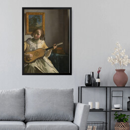 Obraz w ramie Jan Vermeer "Młoda dziewczyna grająca na gitarze" - reprodukcja