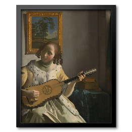 Obraz w ramie Jan Vermeer "Młoda dziewczyna grająca na gitarze" - reprodukcja
