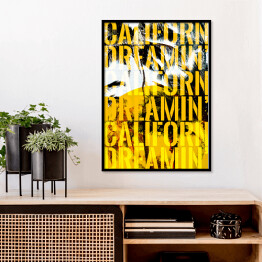 Plakat w ramie Palmy California Dreamin' - ilustracja z napisem - żółte
