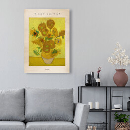 Obraz na płótnie Vincent van Gogh "Słoneczniki" - reprodukcja z napisem. Plakat z passe partout