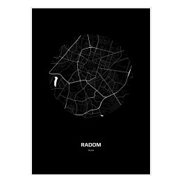 Plakat Mapa Radomia w kole czarno-biała