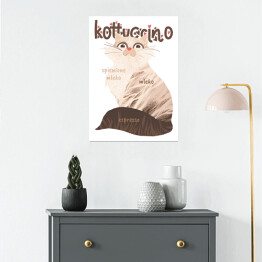 Plakat samoprzylepny Kawa z kotem - kottuccino