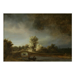 Plakat Rembrandt "Pejzaż z kamiennym mostem" - reprodukcja