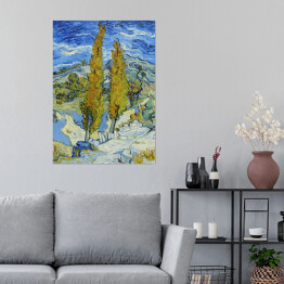 Plakat samoprzylepny Vincent van Gogh "Topole w Saint-Rémy". Reprodukcja obrazu